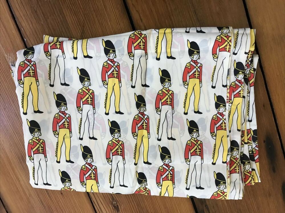 Vintage 70s Holiday Christmas Toy Soldier March of Toys Cotton Fabric 3.5 yds